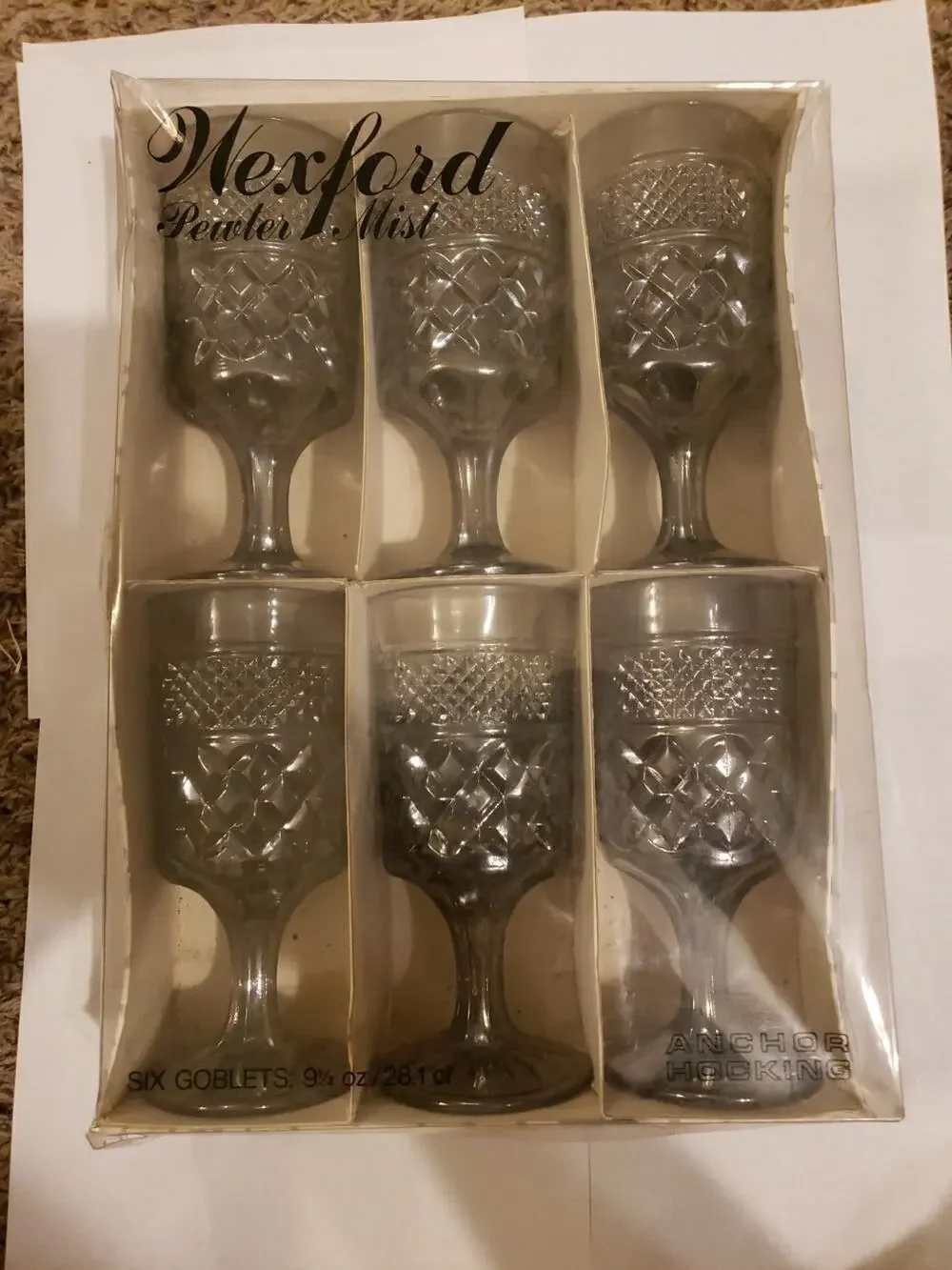 5 Vintage Anchor Hocking Wexford Pattern Cordial Glasses Wine Mist Smoke Color